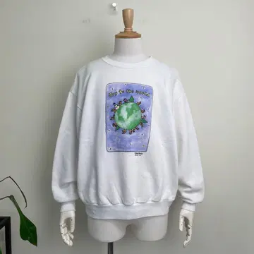 90s USA제 크리스마스 아트 맨투맨 빈티지 구제 의류 화이트