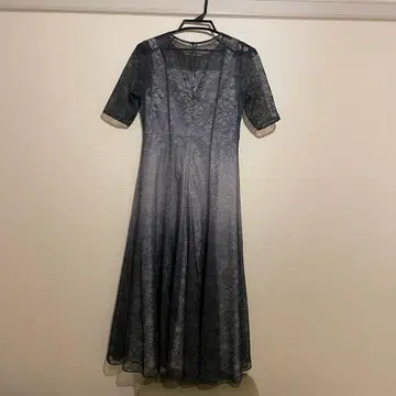 그레이 레이스 롱 드레스 반팔