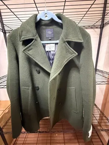 올리브 그린 메리노울 피 코트