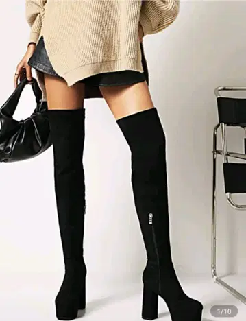 블랙 니하이 부츠 미사용 새상품