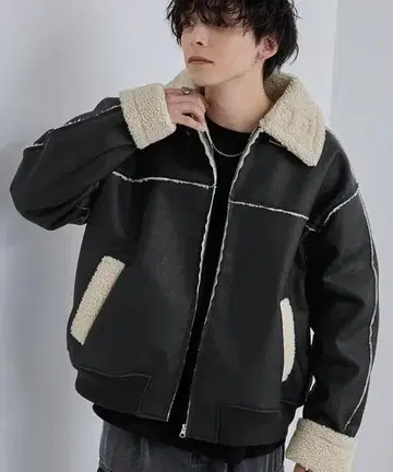 MONO-MART 오버 사이즈 보아 안감 페이크 무스탕 자켓 M