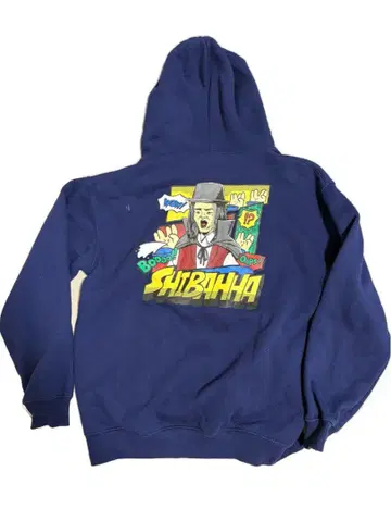 도카이 온에어 아메리칸 코믹스풍 시바흐 후드티 네이비 M 사이즈