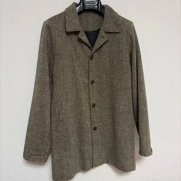 브라운 스텐카라 코트 울 혼방