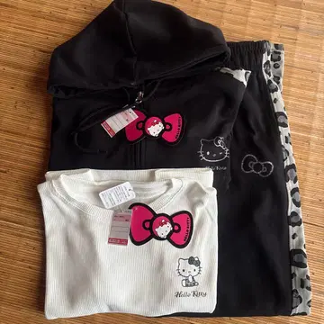 미사용 새상품 헬로키티 셋업 레오파드 무늬 3종 세트 시마무라