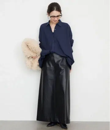 [미사용 새상품] SLOBE IENA 인조 가죽 스커트 블랙 38