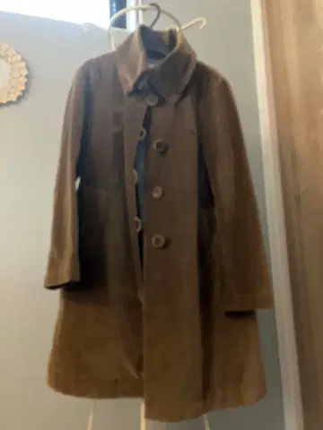 카키 브라운 벨로아 롱 코트