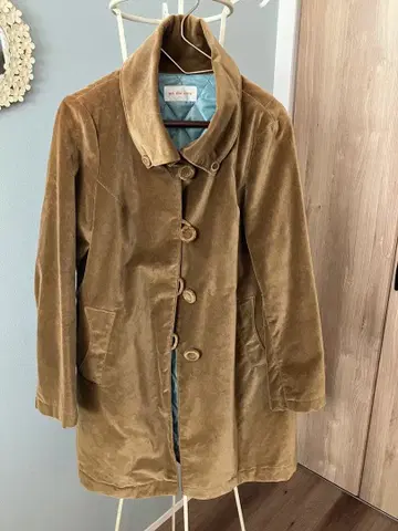 카키 브라운 벨로아 롱 코트