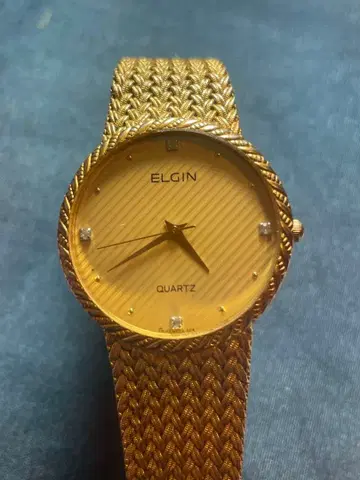[ 작동품 ] ELGIN 골드 쿼츠 손목시계 스위스 무브먼트 탑재