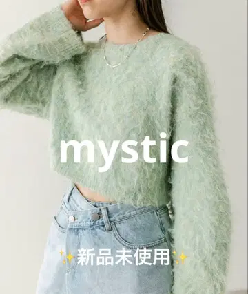 [ 미사용 새상품 ] mystic 울 샤기 숏 니트