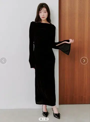 snidel 플로키 벨로아 드레이프 드레스