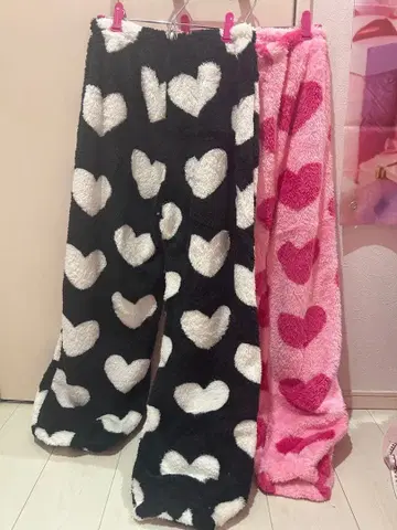 하트 무늬 플리스 룸웨어 2장 세트