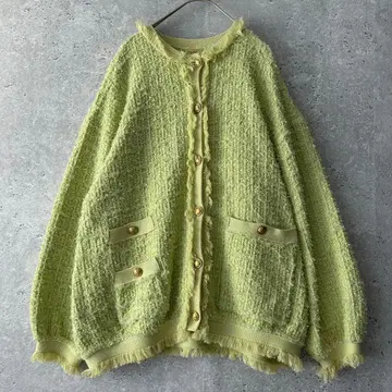 MilaOwen 트위드 니트 자켓 골드 버튼