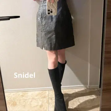 snidel 스나이델 가죽 스커트 미니 기장 S 사이즈