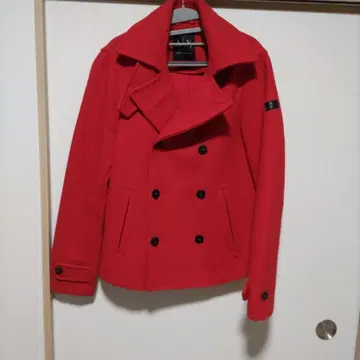 아르마니 익스체인지 A/X 빨간색 더블 브레스트 피 코트