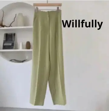 윌프리 피스타치오 색상 그린 스트레이트 조젯 슬랙스