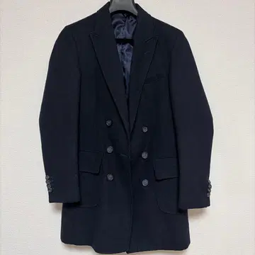 SSENSE 네이비 더블 브레스트 체스터 코트