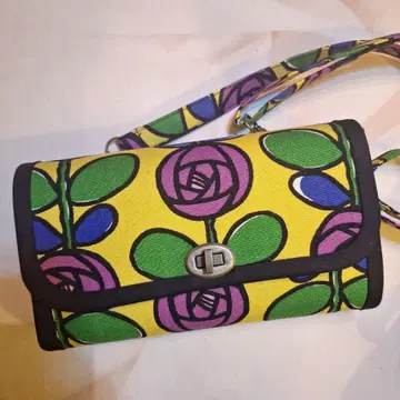 살림 장지갑 숄더 포함 큰 꽃 패턴