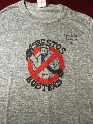 80년대 USA제 ASBESTOS BUSTERS 패러디 티셔츠 기업 상품
