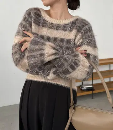 [ CAPRICIEUX LE'MAGE ] 체크 샤기 풀오버