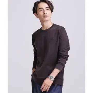 마음껏 세탁 가능한 니트 파인 게이지 크루넥 다크 브라운