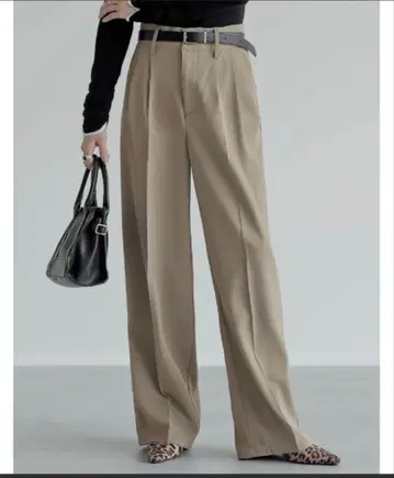 Re:EDIT 베이지 더블 턱 컬러 와이드 팬츠 M 사이즈