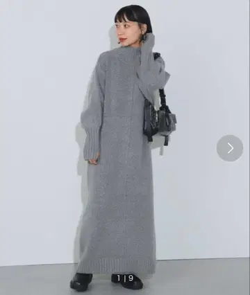 그레이 롱 니트 원피스 긴팔