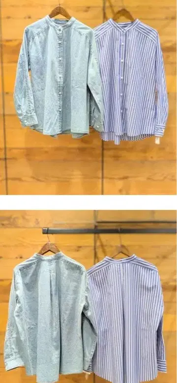 PASSIONE(파시오네) 펄 버튼 밴드 카라 셔츠