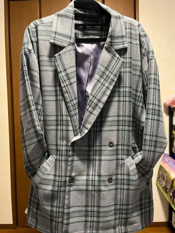 DOUBLE NAME 테일러드 자켓 그레이 그린체크