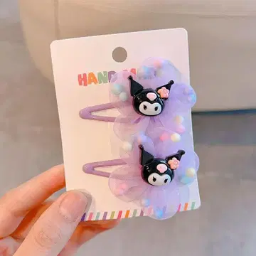 꽃 모양 헤어핀 2개 세트 보라색