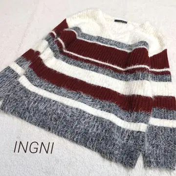 INGNI 잉그 보더 샤기 니트 스웨터 루즈핏