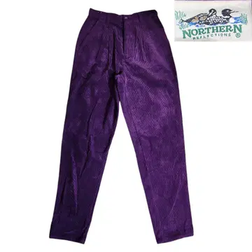 NOTHERN 중간 골 코듀로이 투 턱 테이퍼드 팬츠 보라색 85125