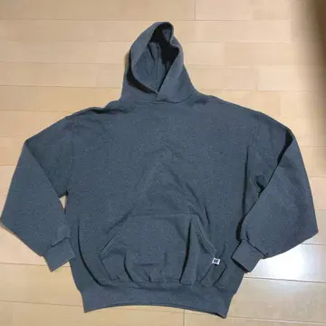 90s! 러셀 후드티 멕시코제 무지 그레이 XL 짧은 기장