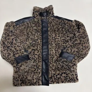 ENVYM 가죽 콤비 퍼 블루종 레오파드