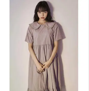 merry jenny 핑크 프릴 레이스 칼라 원피스