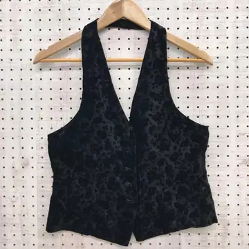 레트로 마니쉬 다크 코켓 구제 의류 벨벳 플로키 로즈 올 패턴 베스트