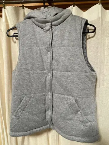 RCWB 후드 부착 그레이 체크 무늬 리버서블 베스트