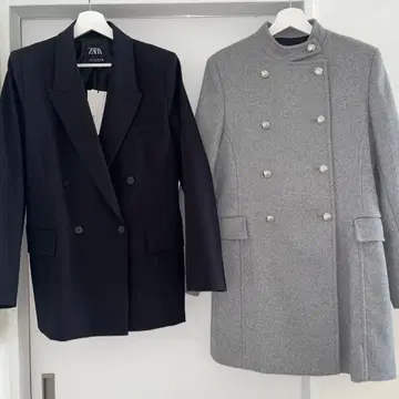 ZARA 자라 블랙 자켓 더블 나폴레옹 코트 코트 L 사이즈
