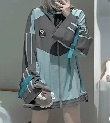 CIELOHUK 와이드 슬리브 민트 그레이 자켓 서브컬처 계열