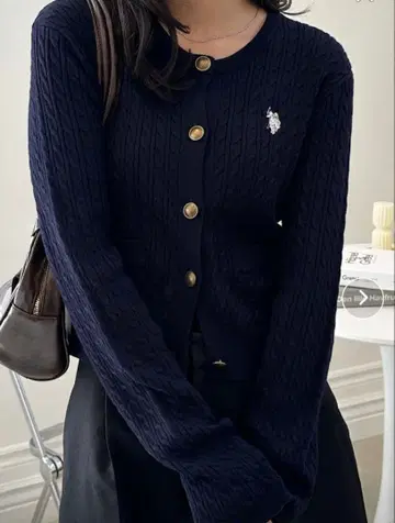 네이비 케이블 니트 가디건