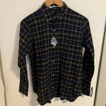 SPICK and SPAN 네이비 체크 무늬 긴팔 셔츠