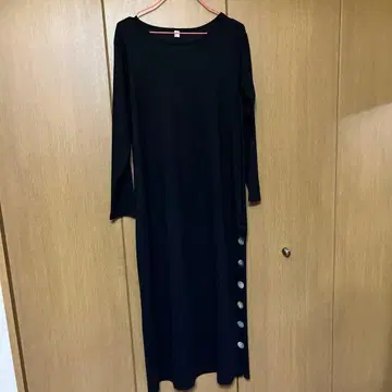 블랙 긴팔 니트 롱 원피스