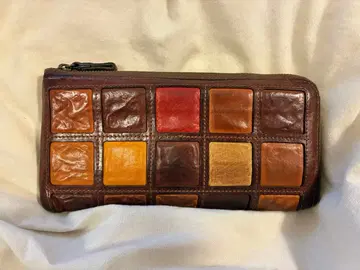 genten 가죽 패치워크 장지갑 멀티 컬러