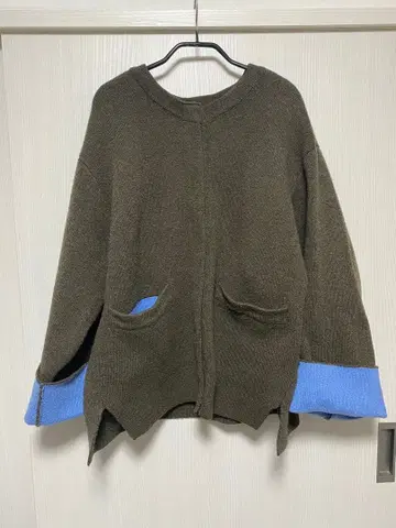 sense of place 바이컬러 니트 코트 브라운