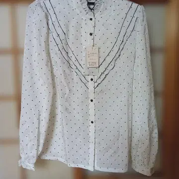 화이트 도트 무늬 셔츠 사이즈 11