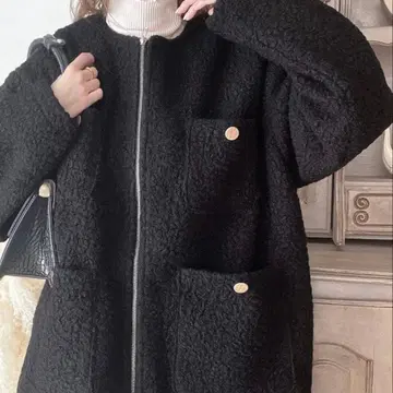 mily bilet 노카라 코트 푸들 코트 지퍼 코트