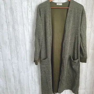Ginger G 사이드 라인 롱 가디건 올리브 카키 S 사이즈