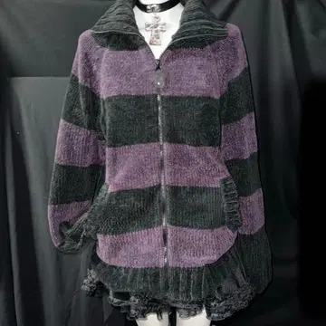 헤이세이 갸루 Y2K 그런지 다크 코어 NANA 니트 자켓