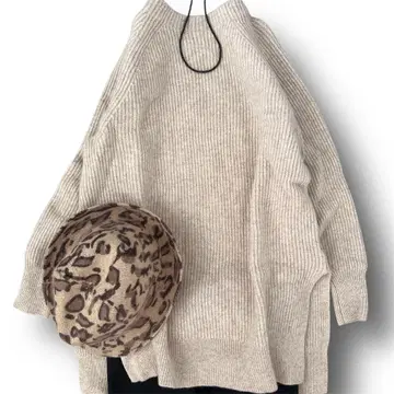 세탁 가능한 플라스테 캐시미어 튜닉 니트 베이지 브라운 M