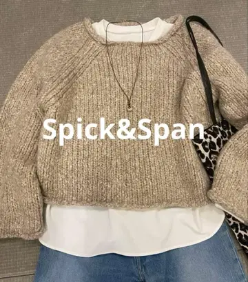 새상품급 Spick&Span 로게이지 핸드 니트 풀오버 베이지