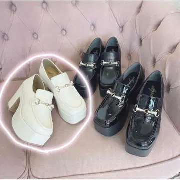 evelyn 펄 비트 슈즈 M 사이즈 (통굽, 로퍼, 화이트)